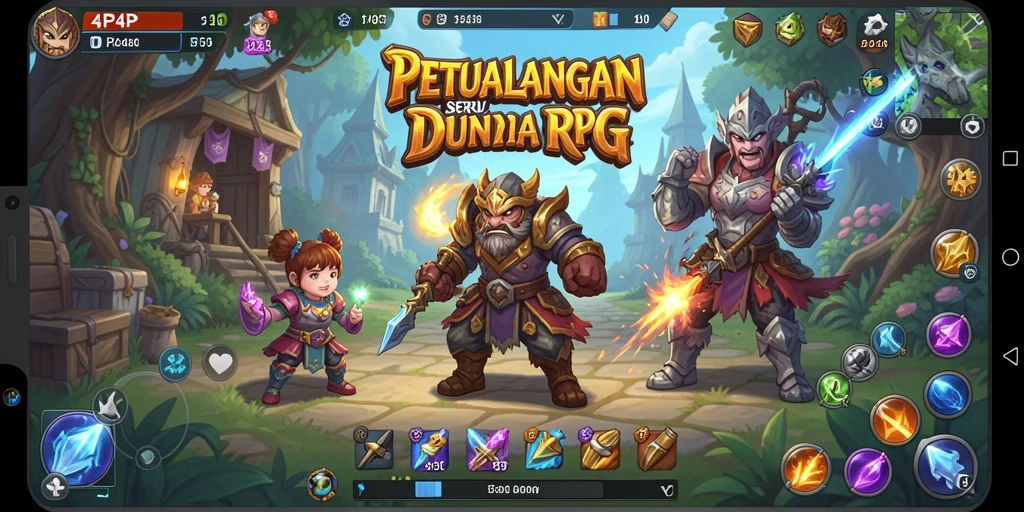 Screenshot gameplay RPG 4P4P yang menampilkan aksi seru dan karakter unik.