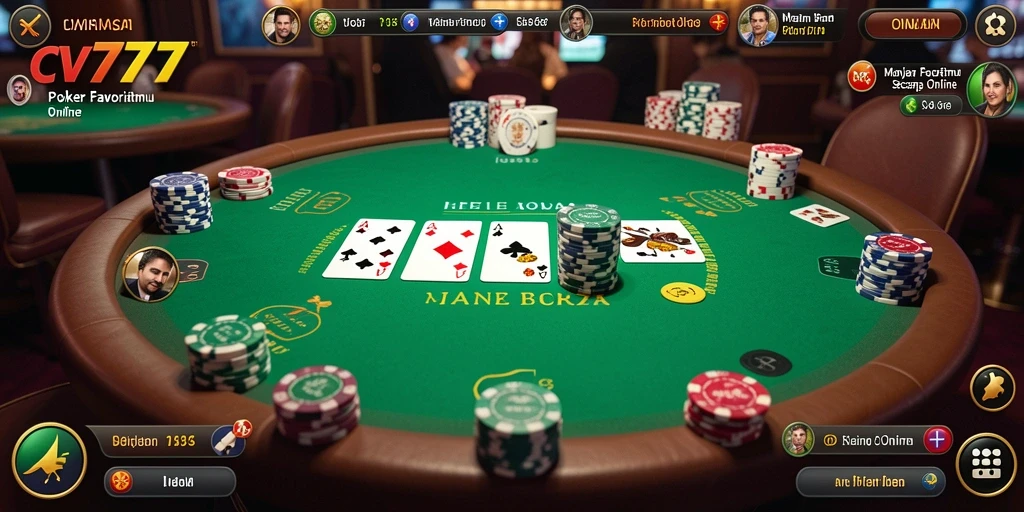 Tampilan utama gameplay Poker yang menarik di CV777.
