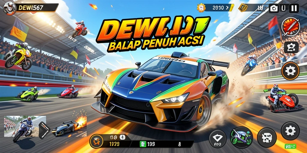 Screenshot gameplay DEWI567 dengan aksi balap menegangkan.