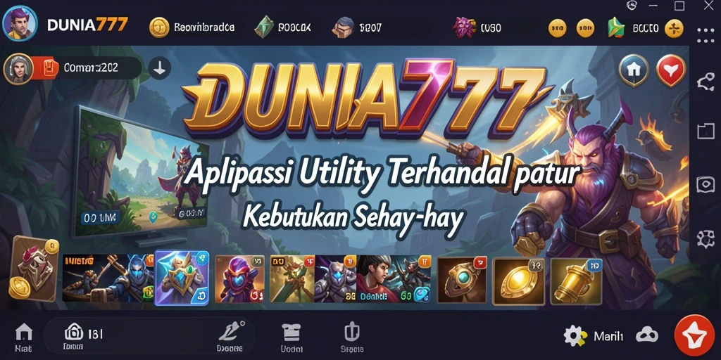 Tampilan utama DUNIA777 yang menampilkan fitur-fitur Utility yang lengkap.