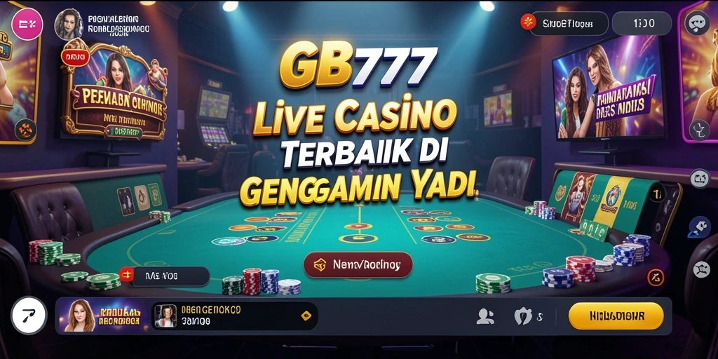 Screenshot gameplay GB777 menunjukkan dealer langsung dan suasana kasino yang mengasyikkan.