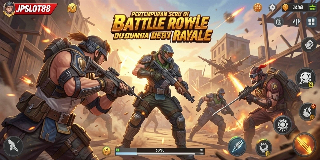 Screenshot menampilkan aksi seru gameplay Battle Royale di JPSLOT88.