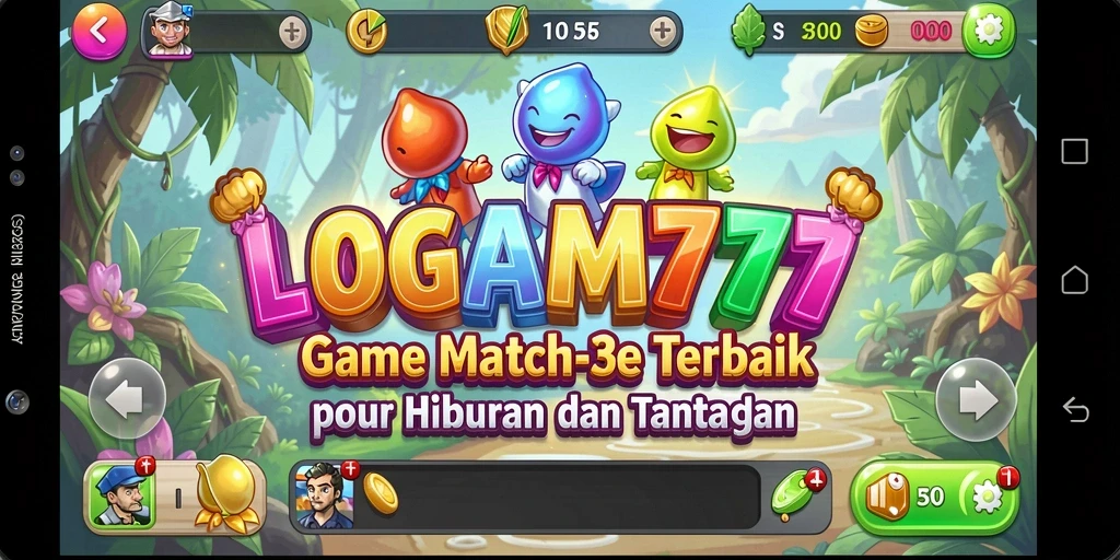 Screenshot LOGAM777 menunjukkan gameplay Match-3 yang mendebarkan.