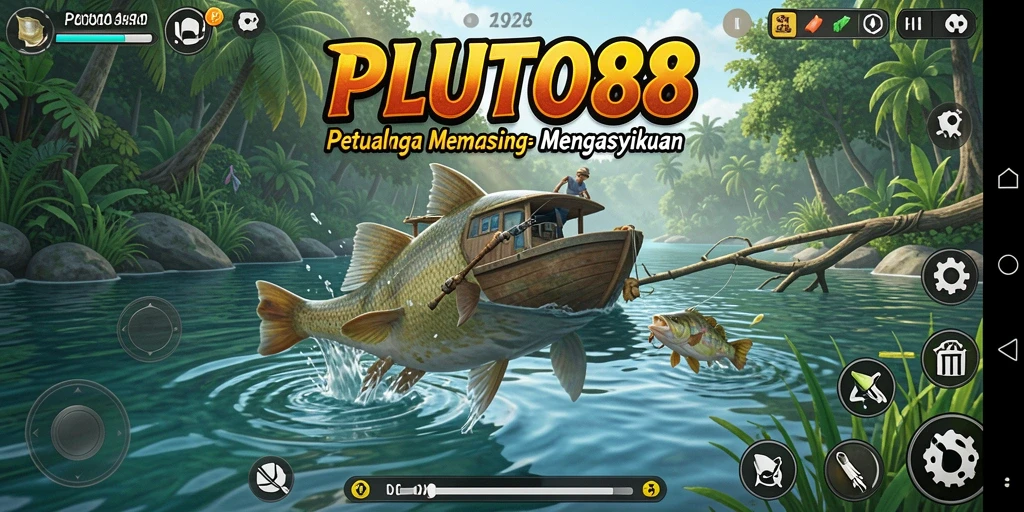 Gameplay Fishing di PLUTO88 dengan pemandangan laut yang menawan.