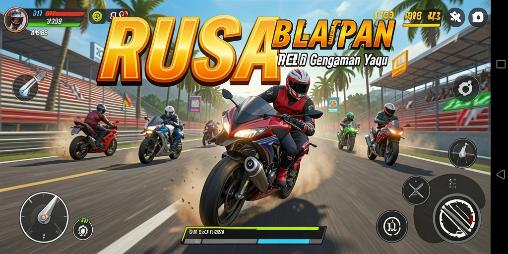 Screenshot gameplay RUSA33 menampilkan aksi balapan motor yang mendebarkan.