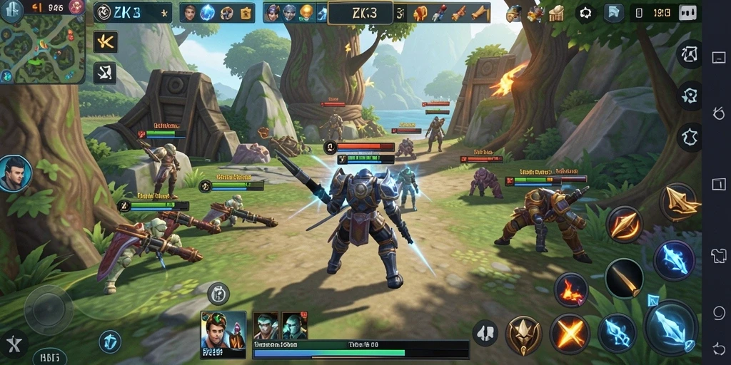 Tangkapan layar dari gameplay ZK3 menunjukkan pertempuran yang mendebarkan.